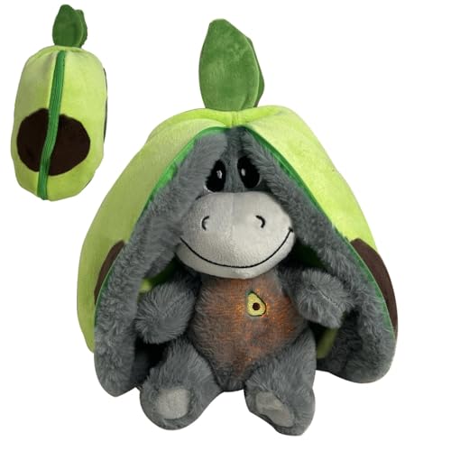 Baoqifong Atmendes Stofftier, Schlafender Plüsch Esel, Weiches Erdbeer Avocado Plüschtier Puppe, Süßes Kuscheltier Versteckspiel Esel Spielzeug, Stressabbau Stofftier Für Schlafende Kinder, 30CM von Baoqifong