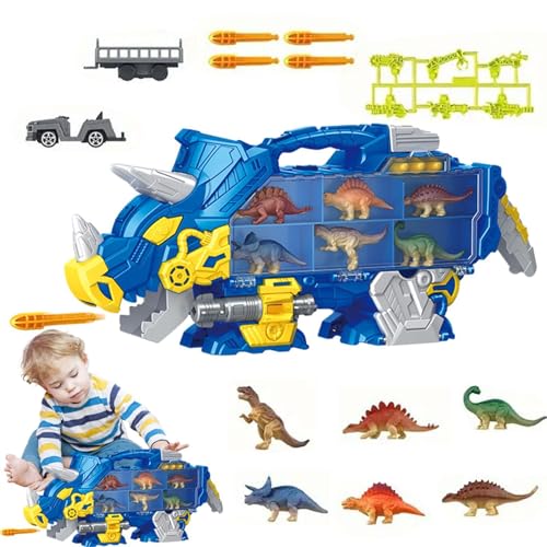 Baoqifong Dinosaurier-Transportträger-LKW,Kinder-Dinosaurier-LKW-Set - LKW-Spielzeug, großer Kinder-Reibungsbetriebener Cartoon-Dinosaurier-LKW - Buntes LKW-Set mit Dinosaurier-Spielzeug, niedlichem von Baoqifong