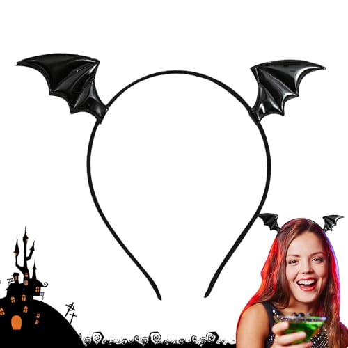 Baoqifong Halloween Stirnband,Fledermaus Stirnband | Halloween Fledermaus Haarreif,Dekorative Kopfbedeckung, schwarzer Fledermausflügel-Haarreifen, Halloween-Haarschmuck von Baoqifong