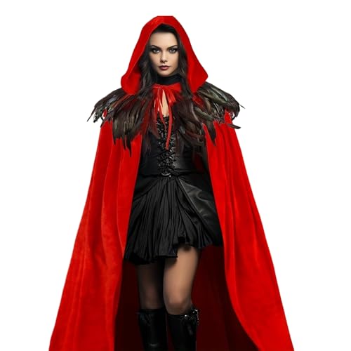 Baoqifong Kapuzenumhang,Karneval Verkleidung Samt Cape Mit Kapuze | Samt Cape Unisex Für Renaissance Hexe Erwachsene Damen Herren Cosplay Baoqifong Kapuzenumhang,Karneval Verkleidung Samt Cape Mit Kapuze | Samt Cape Unisex Für Renaissance Hexe Erwachsene Damen Herren Cosplay von Baoqifong