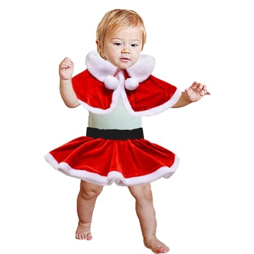 Baoqifong Mädchen-Weihnachts-Cosplay-Kostüm, Weihnachtsmann-Kostüm für Mädchen - Weihnachts-Santa-Cosplay-Kostüm - Mädchen-Weihnachtsrockkostüm aus Polyester-Baumwollmischung für Rollenspiele, von Baoqifong