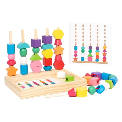 Baoqifong Perlensequenzierungsset | Stapelbares Farb-Formsortier-Aktivitätspuzzle - Farbform-Sortierer, frühes Lernspielzeug, pädagogisch, bunt, für Klassenzimmer, Schule, Geschenk von Baoqifong