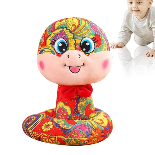 Baoqifong Schlangen-Kuscheltier,Schlangen-Plüschtier,9,8-Zoll-Stehpuppen-Maskottchen-Plüsch | 3D chinesische Schlangen-Plüschtiere für das chinesische Frühlingsfest von Baoqifong