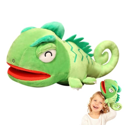 Baoqifong Tierhandpuppen,Handpuppen für Kinder - Chamäleon Plüsch süße Tierpuppen | Reptilien-Stofftier, Handpuppe mit beweglichem Mund, superweicher gefüllter Eidechsen-Plüsch für von Baoqifong