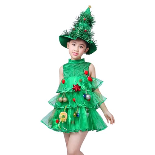 Baoqifong Weihnachtsbaum-Kostüm für Kinder, Weihnachtskostüme für Mädchen | Weihnachtsbaum-Form-Festival-Kleidung | Ausgefallenes Mädchenkostüm für Bühnenauftritte, Cosplay von Baoqifong