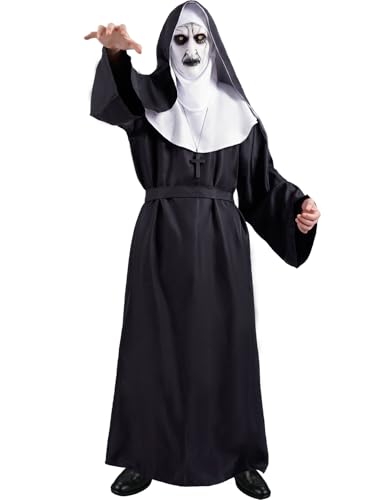 Bapbog Halloween Nonne Kostüm Damen mit Gruselige Nonne Maske Gruselige Schwarze Nonne Outfit Priester Cosplay Erwachsenenkostüm M von Bapbog