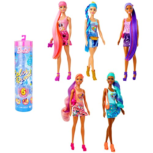 Barbie Color Reveal Totally Denim Puppensortiment - 6 Überraschungen inklusive Puppe, inspiriert von der Mode der 2000er, für Kinder ab 3 Jahren, HJX55 von Barbie