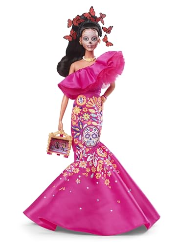 Barbie Día De Muertos Puppe - limitierte Edition mit traditionellem Kleid und Schmuck, inklusive Ständer und Sammlerzertifikat, für Sammler und Fans ab 6 Jahren, HJX14 von Barbie