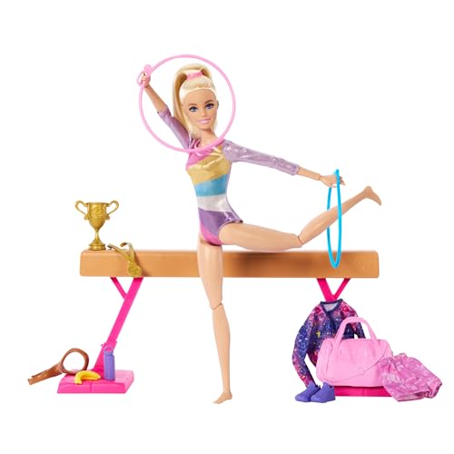 BARBIE Turnspaß -Spielset mit Schwebebalken und über 10 thematisch passenden Teilen für siegreiche Geschichten, HRG52 von Barbie