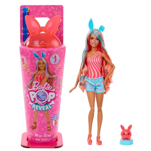 Barbie Mini BarbieLand Puppen- und Spielzeugfahrzeugset, ca. 3,8 cm große Barbie-Puppe und Strandcabrio mit Farbwechsel, Strandzubehör, JCR35 von Barbie