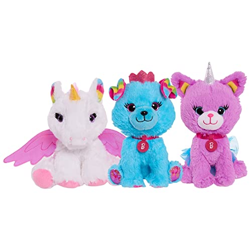 Barbie 3-teiliges Plüsch-Haustier-Set mit Einhorn, Einhorn, Kätzchen und Prinzessin, Welpen, Tier von Barbie