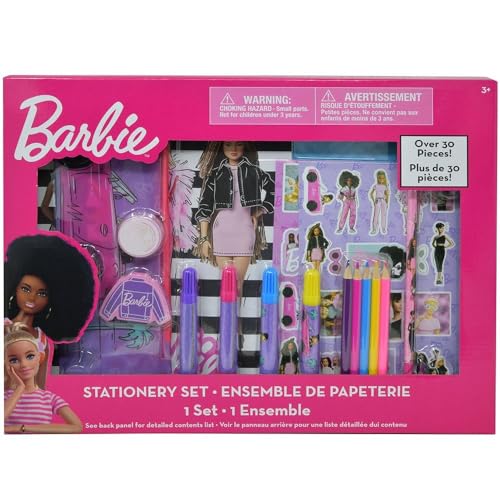 Barbie 30-teiliges Schreibwaren-Set in Box – Kreativ-Set für junge Fans von Barbie