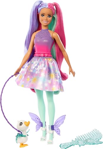 Barbie A Touch of Magic EIN verborgener Zauber Puppe und Accessoires, Glyph-Puppe in Fantasy-Outfit, Haustier, Leine und Styling-Accessoires, JCW50 von Barbie