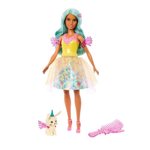 Barbie A Touch of Magic Ein verborgener Zauber Puppe und Accessoires, Teresa in Fantasy-Outfit, Haustier, Leine und Styling-Accessoires, JCW51 von Barbie