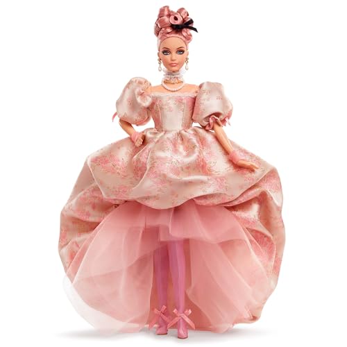 Barbie A Tribute to Fashion Doll - 18th Century Inspired Collectible with Floral Jacquard Gown, Pink Papillote Curls and Accessories - Gold Label von Barbie