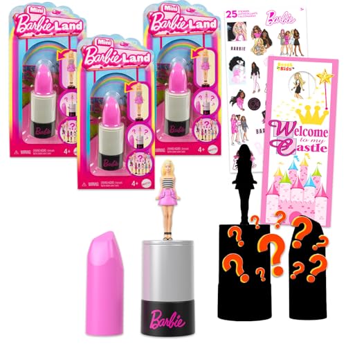 Barbie Blind Bag Minifiguren-Set – Bündel mit 3 blinden Lippenstift-Röhren, Mystery Barbie Puppen plus Aufklebern, mehr | Barbie Partygeschenke für Mädchen, Kinder von Barbie