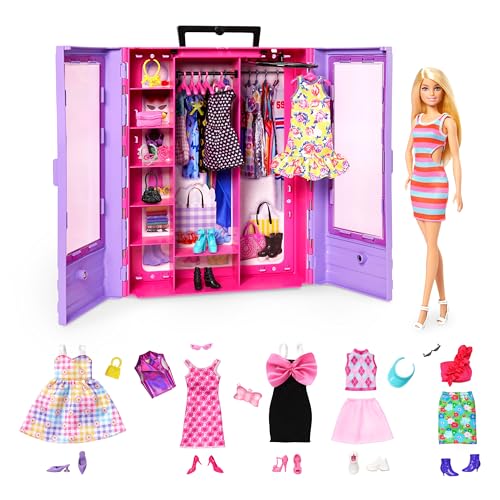 Barbie Bundle, Fashionistas Ultimate Schrank und Puppe (HJL66) + Barbie Mode und Accessoires (HRG56), 2 Spielzeug für Kinder + 3 Jahre alt von Barbie