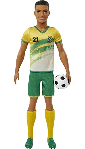 Barbie Careers Ken Fashion Doll & Accessory, Soccer Player with Short Cropped Hair, #21 Uniform, Tall Socks, Cleats & Soccer Ball von Barbie