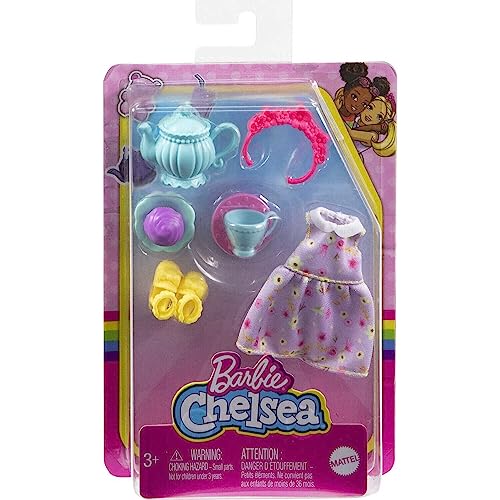 Barbie Chelsea Pack Accessoires HHM59 Ärmelloses Kleid + Schuhe und Zubehör für Tee von Barbie