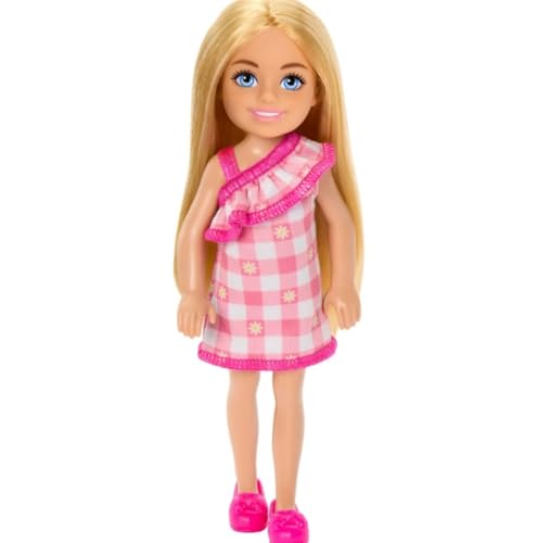 Barbie Chelsea-Puppe & Accessoires (blondes Haar, Gingham-Kleid) von Barbie