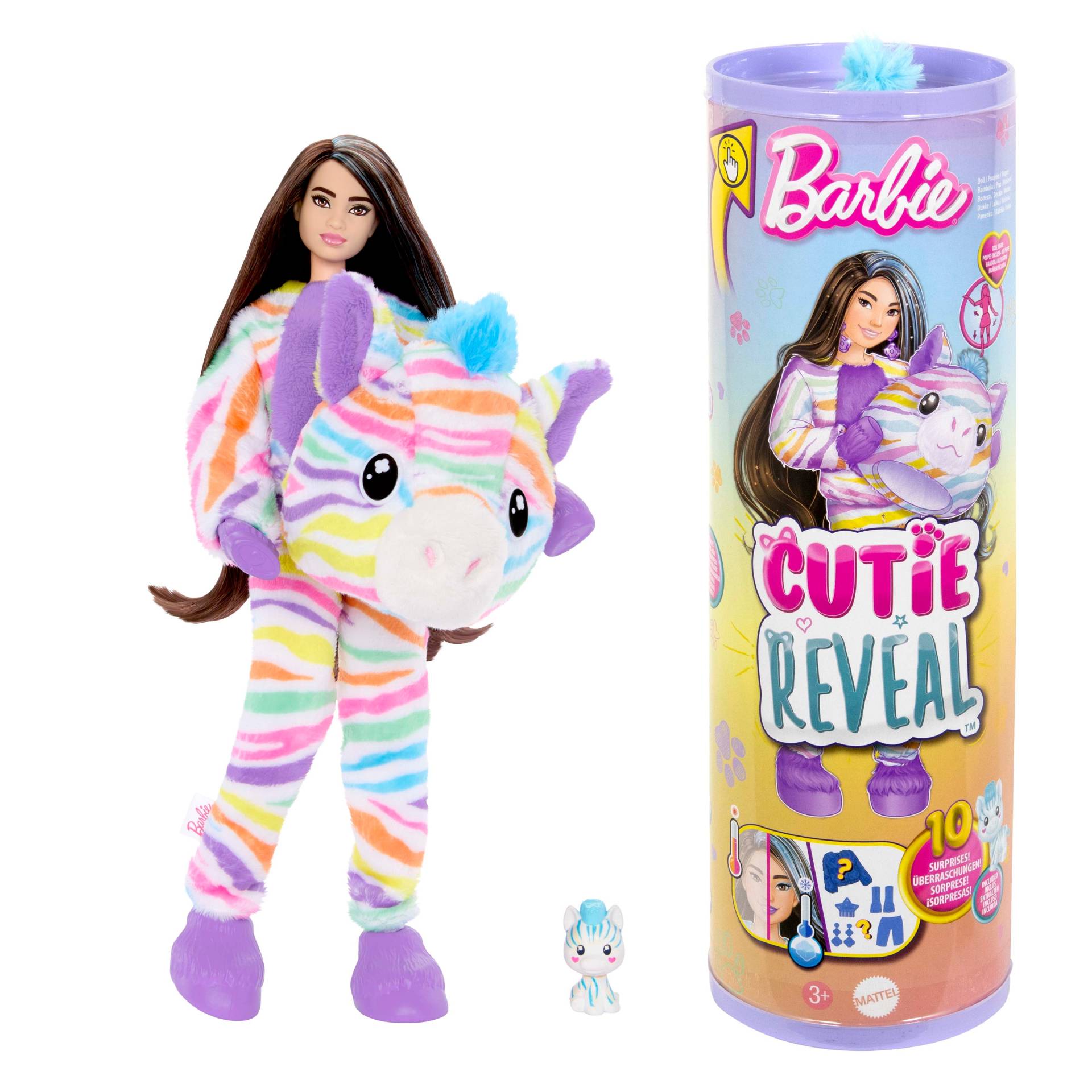 Barbie Cutie Reveal Puppe mit Regenbogen-Zebra von Barbie