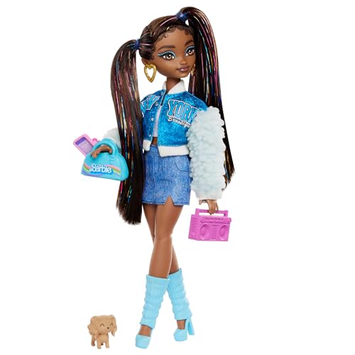 Barbie Dream Besties Puppe und Accessoires, bewegliche Barbie Brooklyn“ Modepuppe mit langem schwarzen Haar, 9 Teile zum Thema Musik, HYC22 von Barbie