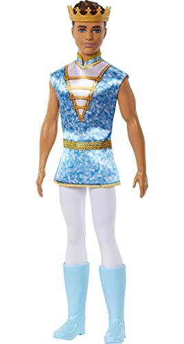 Barbie Dreamtopia Ken Puppe, 1x Puppe Ken, königlicher Prinz Ken mit Goldener Krone, blauem Outfit und Reitstiefeln, Geschenk für Kinder, Spielzeug ab 3 Jahre,HLC22 von Barbie