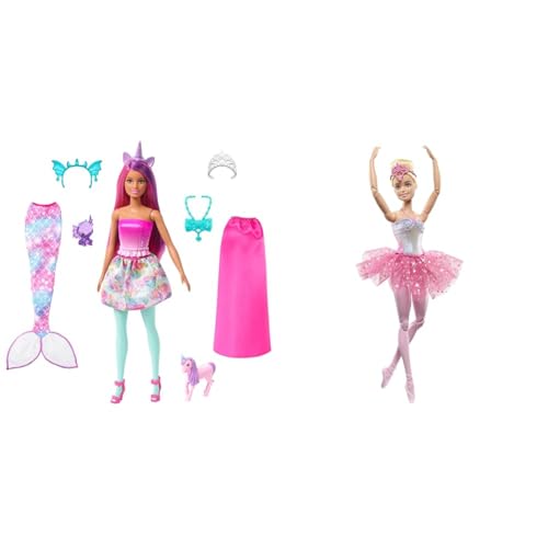 Barbie Dreamtopia Puppe Kleidung und Zubehör für Looks 18+ & Dreamtopia Ballerina Puppe, Twinkle Lights Ballerina mit rosa Tutu und blonden Haaren von Barbie