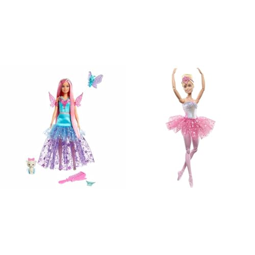 Barbie Ein Verborgener Zauber Puppe - Langhaarige Malibu Roberts Puppe & Dreamtopia Ballerina Puppe, Twinkle Lights Ballerina mit rosa Tutu und blonden Haaren von Barbie