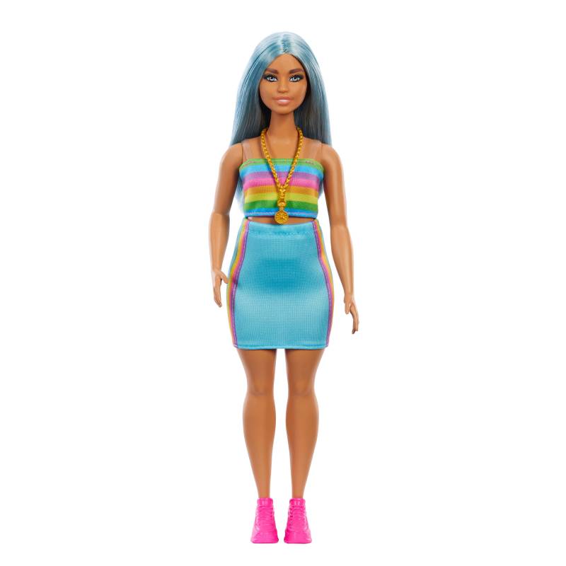 Barbie Fashionista Puppe mit Blauen Haaren &  Regenbogen Set von Barbie