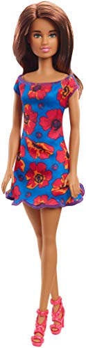 Barbie Fashionista Puppe mit braunem Haar und blauem Kleid mit Blumen (Mattel GBK94) Farbe/Modell sortiert von Barbie