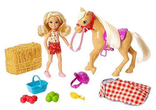 Barbie GFF50 - Spaß auf dem Bauernhof Chelsea und Pony, Puppen- und Pferde-Spielzeug ab 3 Jahren, Mehrfarbig von Barbie