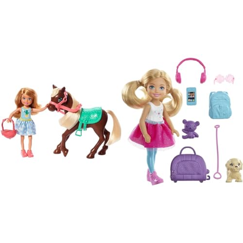 Barbie GHV78 - Club Chelsea Spielset mit Puppe und Pferd & Chelsea Serie, Chelsea Puppe mit Hund, Leine, Rucksack, Kopfhörer von Barbie