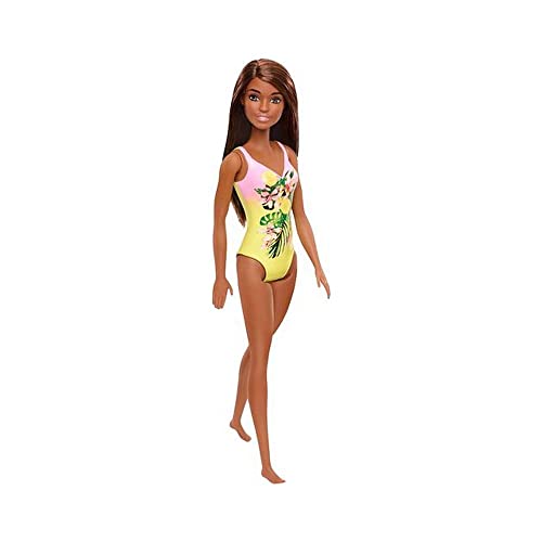 Barbie GHW39 - Beach Puppe mit Badeanzug im Tropenmuster, Spielzeug ab 3 Jahren von Barbie