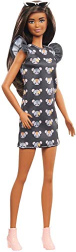 Barbie GHW54 Fashionistas Puppe 140 (brünett) mit Mäusekleid von Barbie