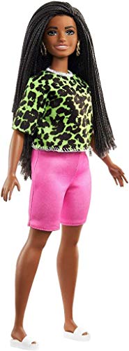 Barbie GHW58 Fashionistas Puppe 144 (brünett) mit grünem Oberteil im Neon-Look von Barbie