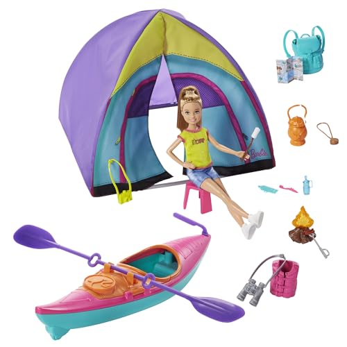 Barbie GJB58 - Team Stacie Puppe und Sommer-Camp Spielset mit Zelt, Kajak und mehr als 15 Zubehörteilen Barbie GJB58 - Team Stacie Puppe und Sommer-Camp Spielset mit Zelt, Kajak und mehr als 15 Zubehörteilen von Barbie