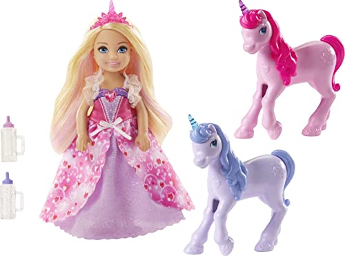 Barbie GJK17 - Dreamtopia Chelsea Spielset, Prinzessin Puppe mit Zwei Baby-Einhörnern, Geschenkset, Spielzeug ab 3 Jahren von Barbie