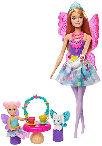 Barbie GJK50 - Dreamtopia Teeparty-Spielset Feen-Puppe, Kleinkind-Puppe, Teeset, Haustier und Zubehör, Spielzeug ab 3 Jahren von Barbie