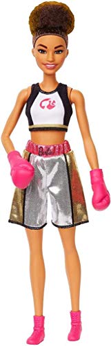 Barbie GJL64 - Brünette Boxerin-Puppe mit Boxoutfit und pinkfarbenen Boxhandschuhen, Spielzeug ab 3 Jahren von Barbie