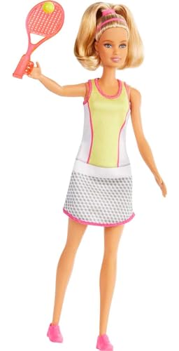 Barbie GJL65 - Tennisspielerin-Puppe, blond, mit Tennisdress, Tennisschläger und Tennisball, Spielzeug ab 3 Jahren von Barbie