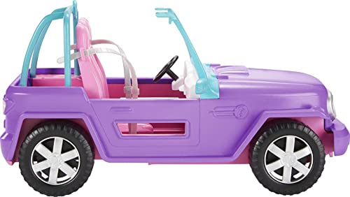 Barbie Jeep, Convertible Jeep, lila Jeep mit beweglichen Rädern, rosa Innenausstattung, Sicherheitsgurt, Barbiepuppe nicht enthalten, Geschenk für Kinder, Spielzeug ab 3 Jahre,GMT46 von Barbie