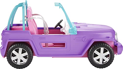 Barbie Jeep, Convertible Jeep, lila Jeep mit beweglichen Rädern, rosa Innenausstattung, Sicherheitsgurt, Barbiepuppe Nicht enthalten, Geschenk für Kinder, Spielzeug ab 3 Jahre,GMT46 von Barbie