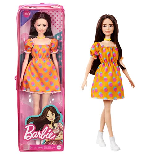 Barbie GRB52 - Fashionistas Puppe im Schulterfreien Polka-Dot Kleid, Spielzeug für Kinder von 3 bis 8 Jahren von Barbie