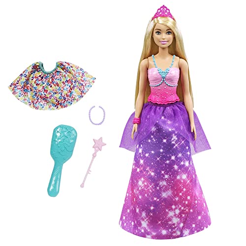 Barbie GTF92 - Dreamtopia 2-in-1 Prinzessin zu Meerjungfrau Verwandlungspuppe (blond, ca. 30 cm) mit 3 Looks und Accessoires, Spielzeug für Kinder von 3 bis 7 Jahren von Barbie