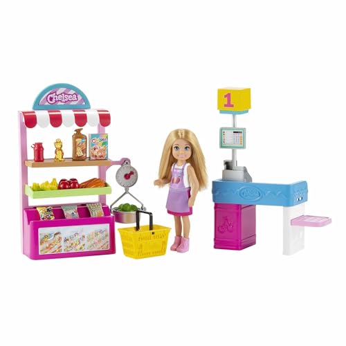 Barbie GTN67 - Chelsea-Karrierepuppe Blonde Chelsea-Puppe und Supermarkt Spielset, Spielzeug ab 3 Jahren von Barbie