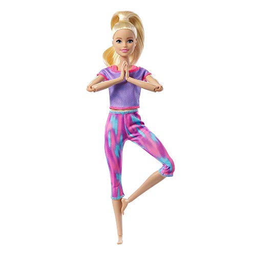 Barbie-Puppe, Serie Made to Move, bewegliche, Yoga blonden Haaren und violettem Yoga-Outfit, inkl Puppe, Geschenk für Kinder, Spielzeug ab 3 Jahre,GXF04 von Barbie