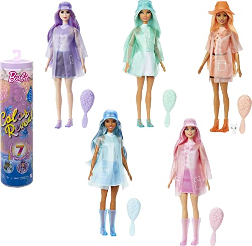 Barbie HCC57 - Color Reveal Puppe mit 7 Überraschungen, Sunshine und Sprinkles Serie mit Wolken-Aufdruck und Farbwechsel-Effekt, Spielzeug für Kinder ab 3 Jahren von Barbie