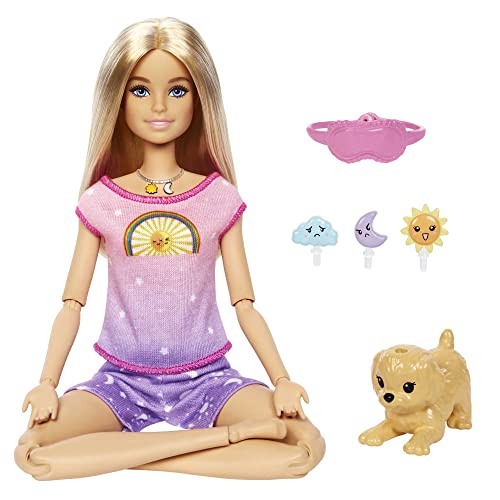 Barbie Self-Care Series, Rise and Relax, 1x Puppe mit blonden Haaren, 6 Meditationsmethoden, Tag- und Nachtmodus, Hund, Zubehör, Geschenk für Kinder, Spielzeug ab 3 Jahre,HHX64 von Barbie