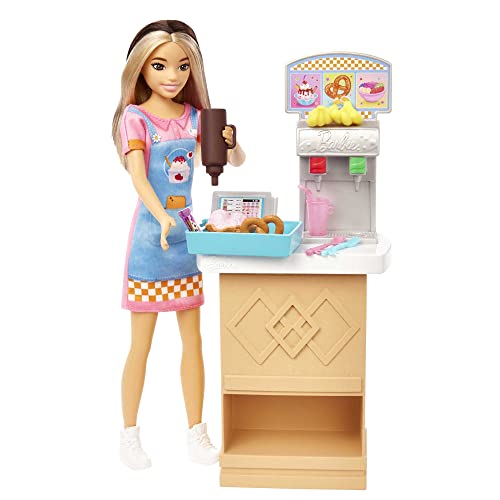 Barbie HKD79 - Spielset mit Skipper-Puppe und Snackbar mit Tresen, Farbwechsel-Eisbecher und 8 weiteren Zubehörteilen, Puppen Spielzeug ab 3 Jahren von Barbie